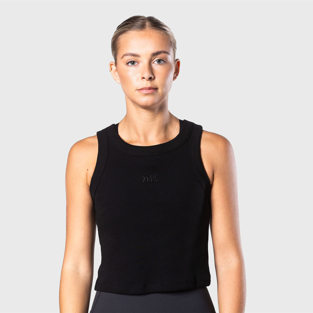 TWL - WOMEN'S PURE RIBBED CROPPED TANK - BLACK