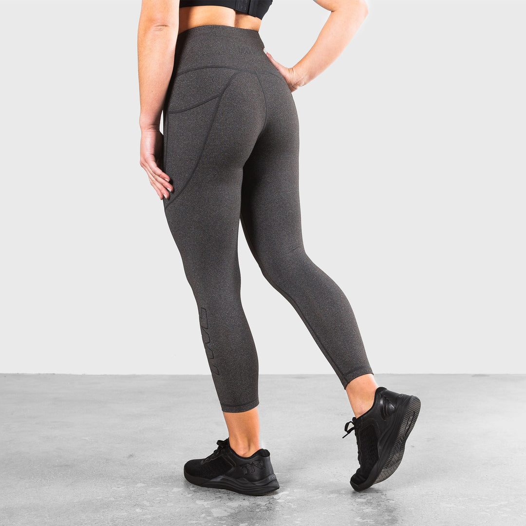 TWL - WOMEN'S ENERGY HIGH WAISTED 7/8TH TIGHTS - ATHLETE 2.0 - CHARCOAL MARL/BLACK