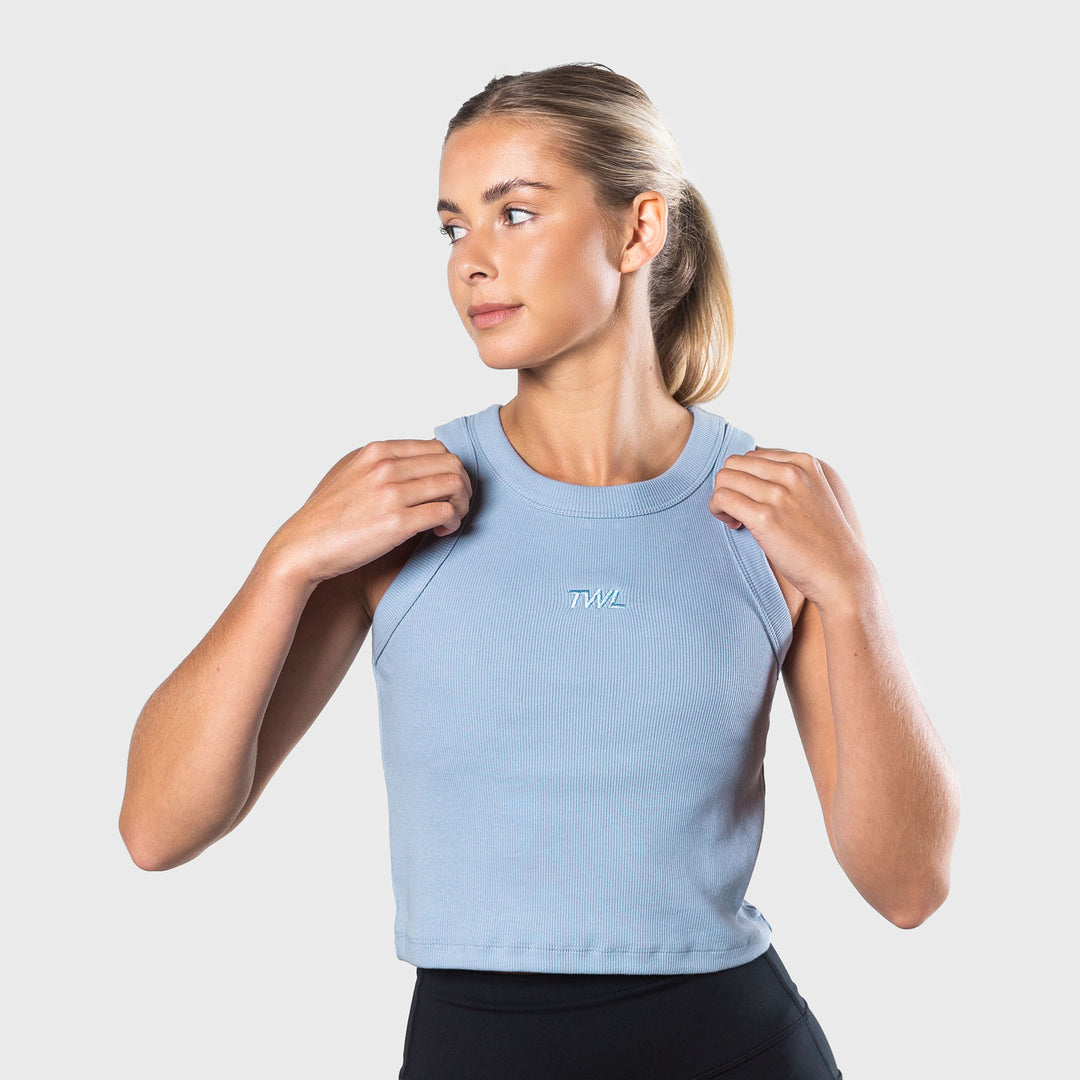 TWL - WOMEN'S PURE RIBBED CROPPED TANK - SKY BLUE