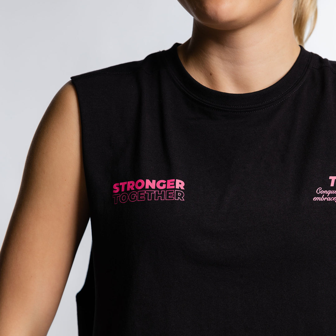 TWL - WOMEN'S SLASH CROP - STRONGER TOGETHER - BLACK