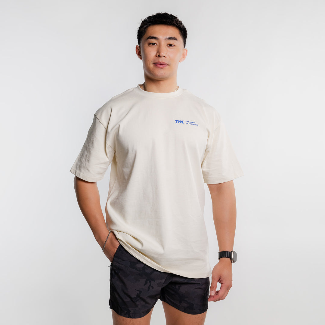 TWL - LIFESTYLE OVERSIZED T-SHIRT - LIFT HEAVY OR DIE TRYING - BONE