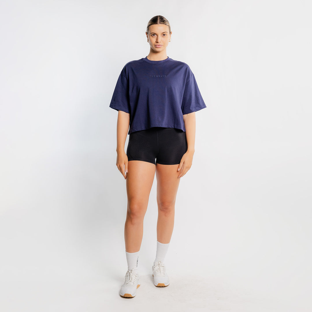 THE BRAVE - WOMEN'S LIFESTYLE OVERSIZED CROPPED T-SHIRT - DARK NAVY