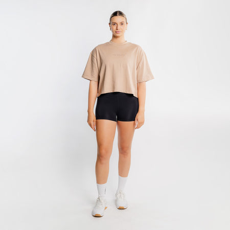 THE BRAVE - WOMEN'S LIFESTYLE OVERSIZED CROPPED T-SHIRT - FAWN