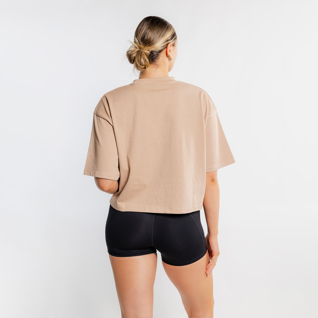 THE BRAVE - WOMEN'S LIFESTYLE OVERSIZED CROPPED T-SHIRT - FAWN