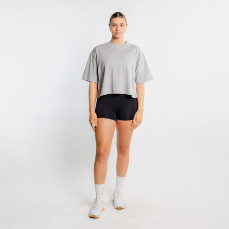 THE BRAVE - WOMEN'S LIFESTYLE OVERSIZED CROPPED T-SHIRT - LIGHT GREY MARL