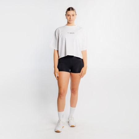 THE BRAVE - WOMEN'S LIFESTYLE OVERSIZED CROPPED T-SHIRT - WHITE/BLACK