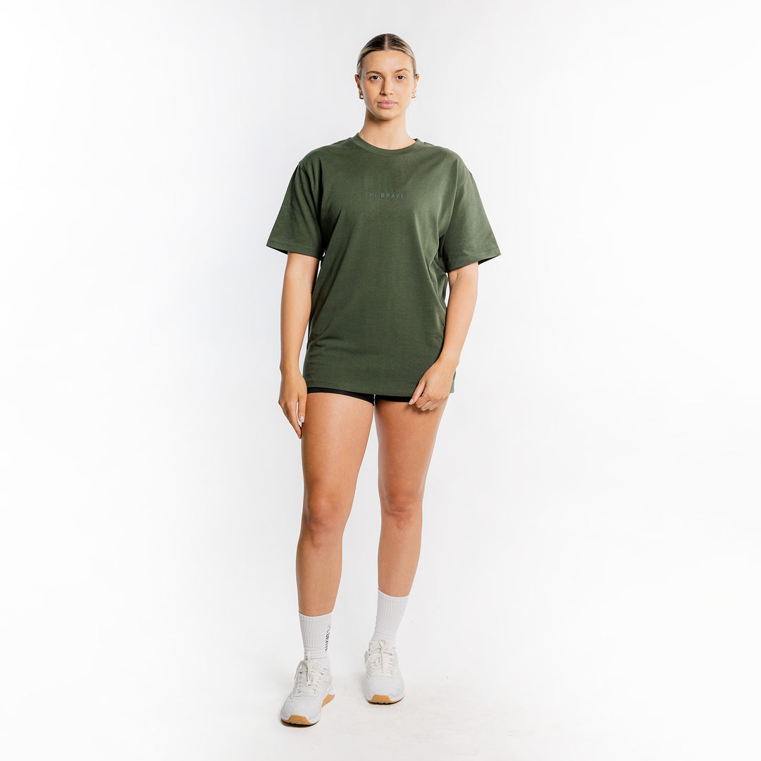 THE BRAVE - LIFESTYLE OVERSIZED T-SHIRT - DARK OLIVE