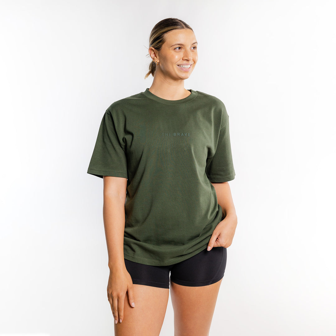 THE BRAVE - LIFESTYLE OVERSIZED T-SHIRT - DARK OLIVE