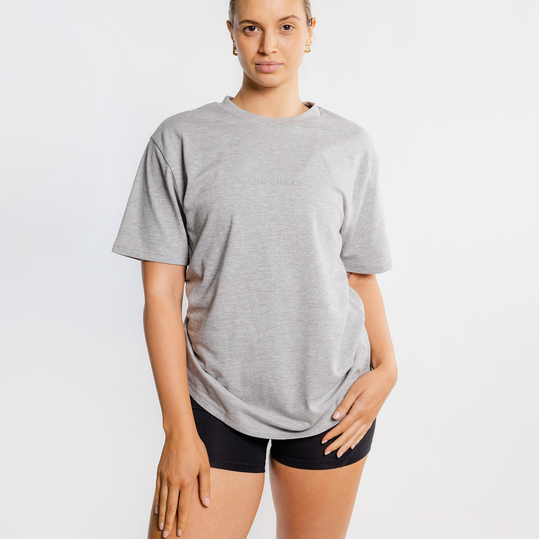 THE BRAVE - LIFESTYLE OVERSIZED T-SHIRT - LIGHT GREY MARL