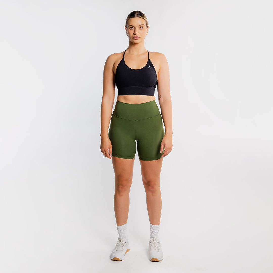 TWL - WOMEN'S HIGH WAISTED EXTRA LONG BALANCE SHORTS - DARK KHAKI