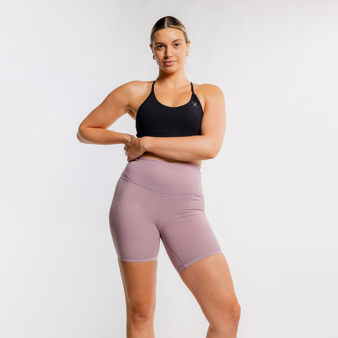 TWL - WOMEN'S HIGH WAISTED EXTRA LONG BALANCE SHORTS - LILAC CHALK