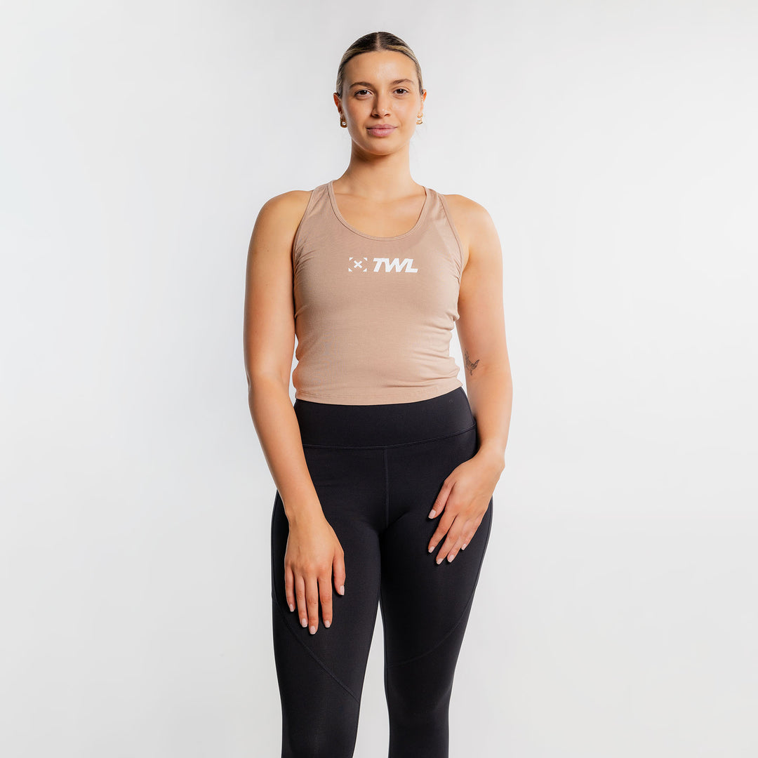 TWL - WOMEN'S EVERYDAY RACERBACK CROP - ALMOND