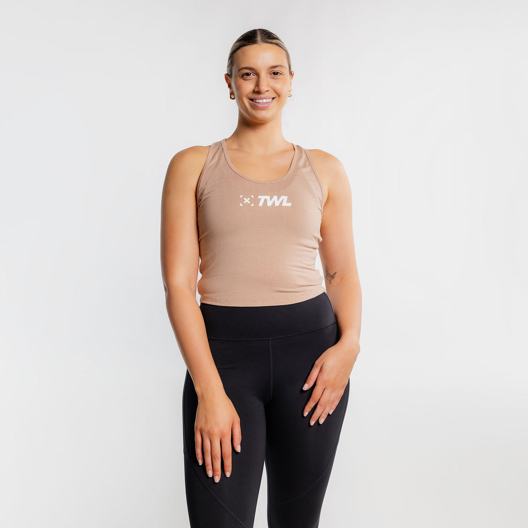 TWL - WOMEN'S EVERYDAY RACERBACK CROP - ALMOND