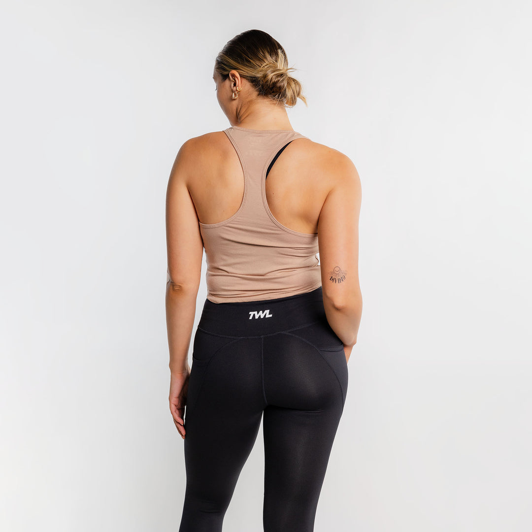 TWL - WOMEN'S EVERYDAY RACERBACK CROP - ALMOND