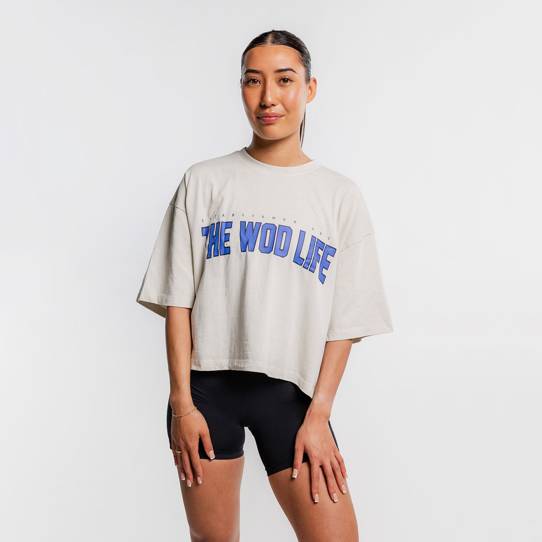 TWL - WOMEN'S LIFESTYLE OVERSIZED CROPPED T-SHIRT - VARSITY/WASHED CEMENT