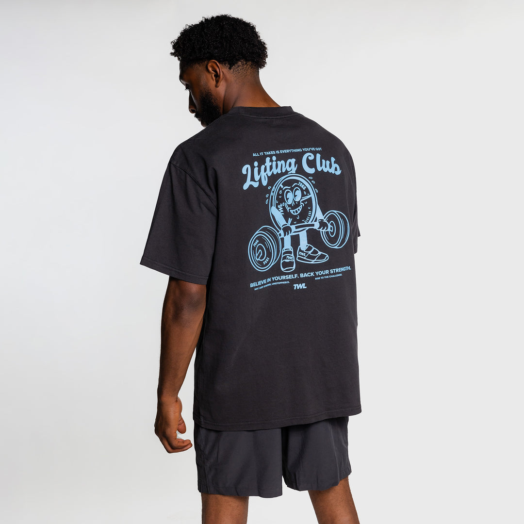 TWL - LIFESTYLE OVERSIZED T-SHIRT - LIFTING CLUB - FADED BLACK