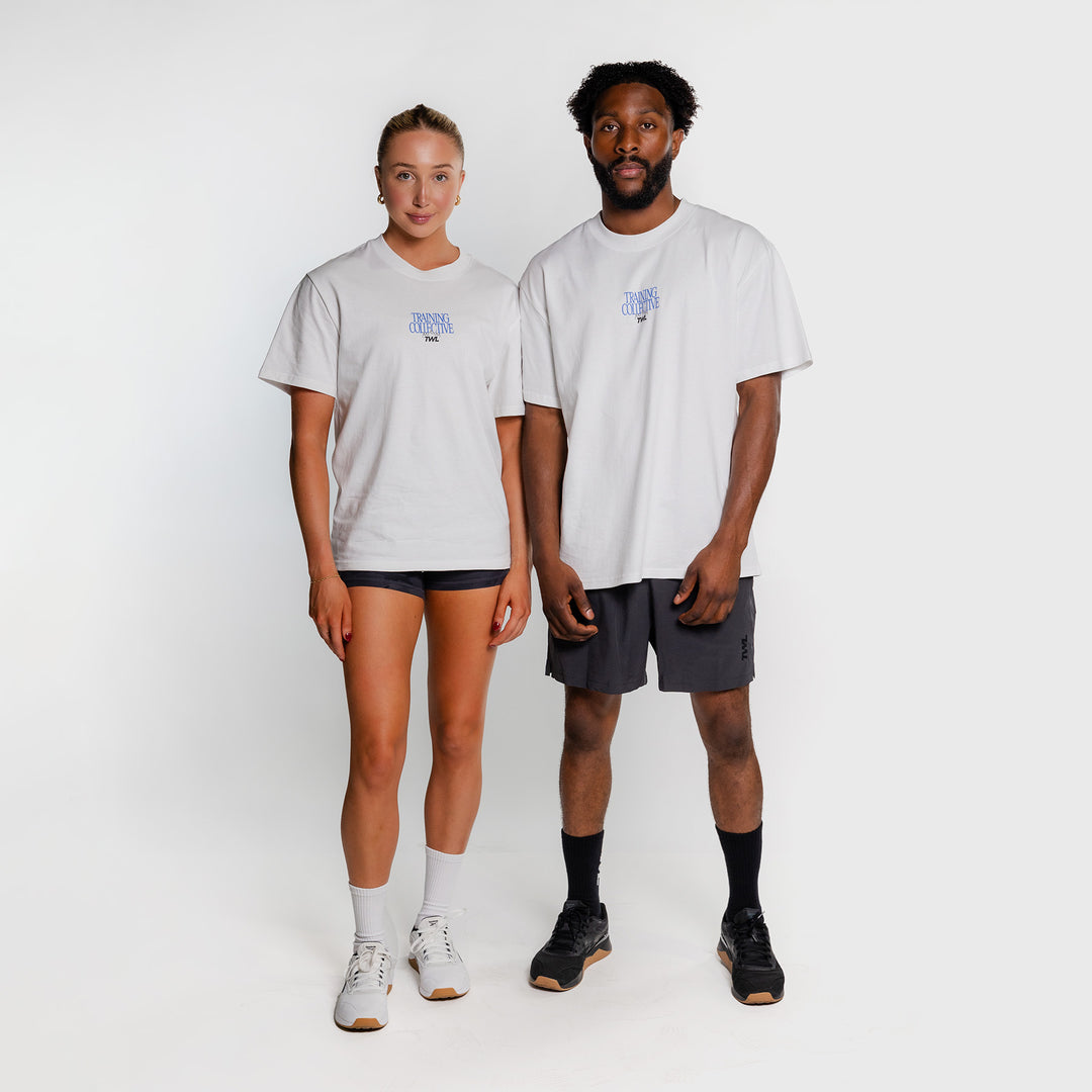 TWL - LIFESTYLE OVERSIZE T-SHIRT - TRAINING COLLECTIVE - FADED WHITE/COBALT BLUE