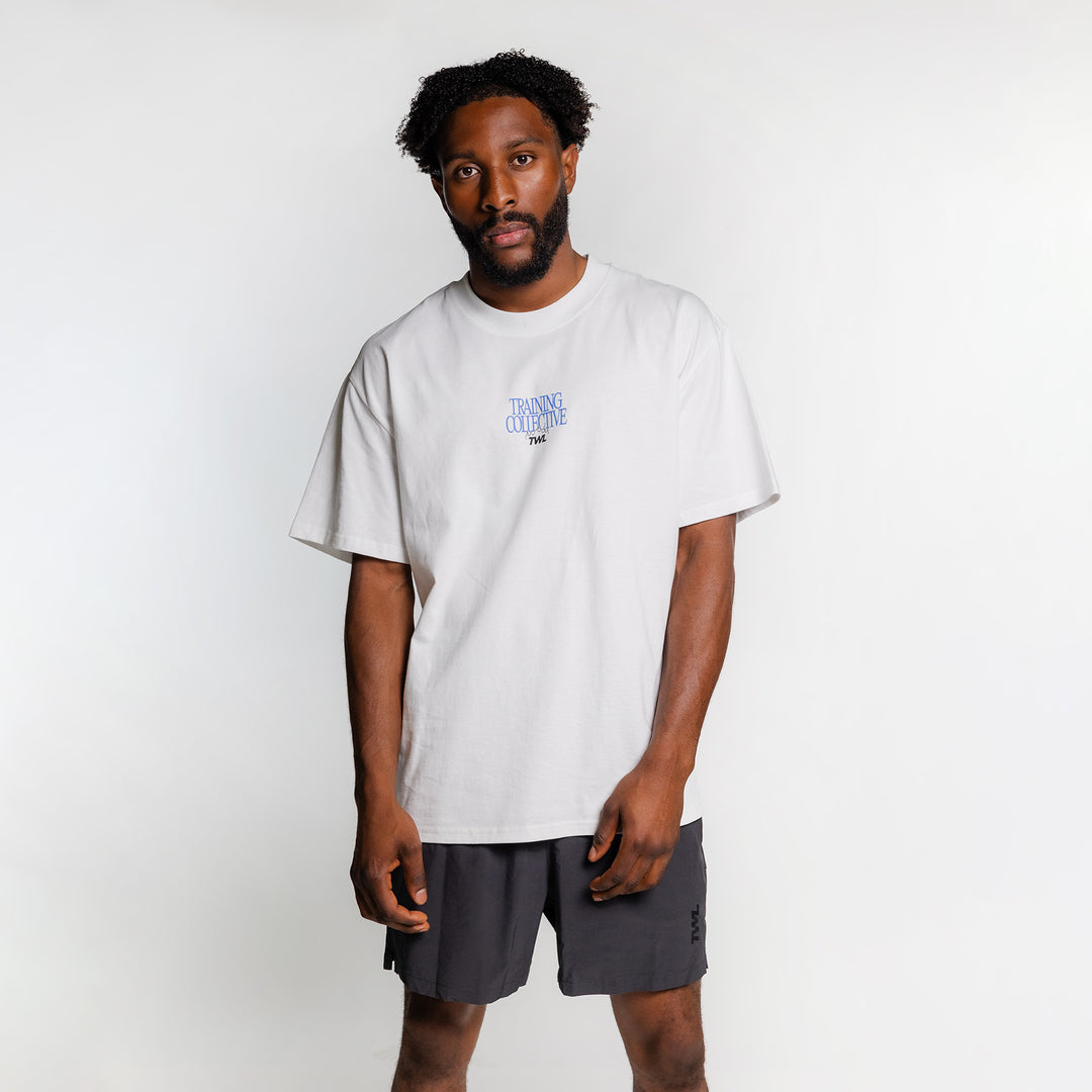 TWL - LIFESTYLE OVERSIZE T-SHIRT - TRAINING COLLECTIVE - FADED WHITE/COBALT BLUE