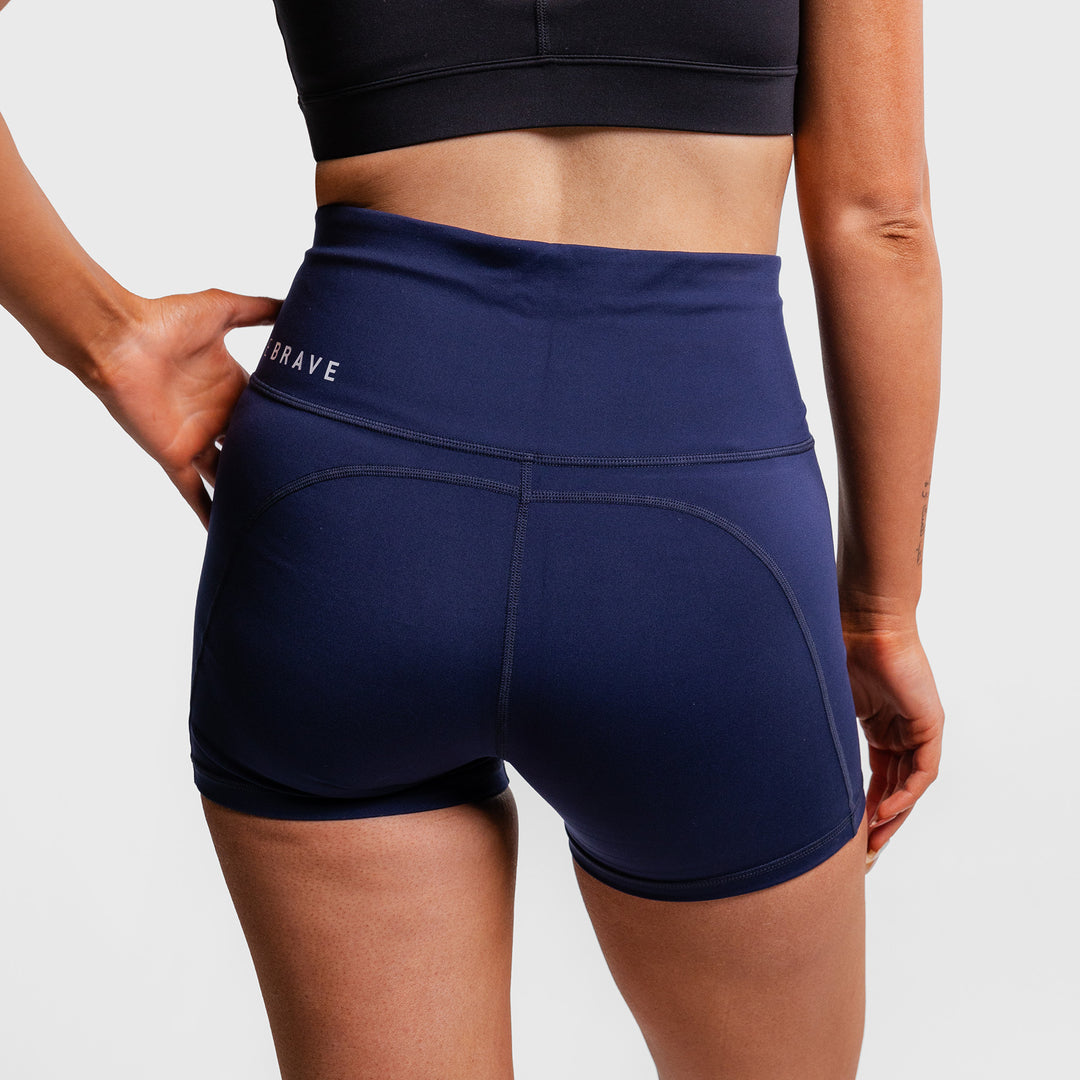 THE BRAVE - WOMEN'S SCULPT HIGH WAISTED BOOTY SHORTS - DARK NAVY