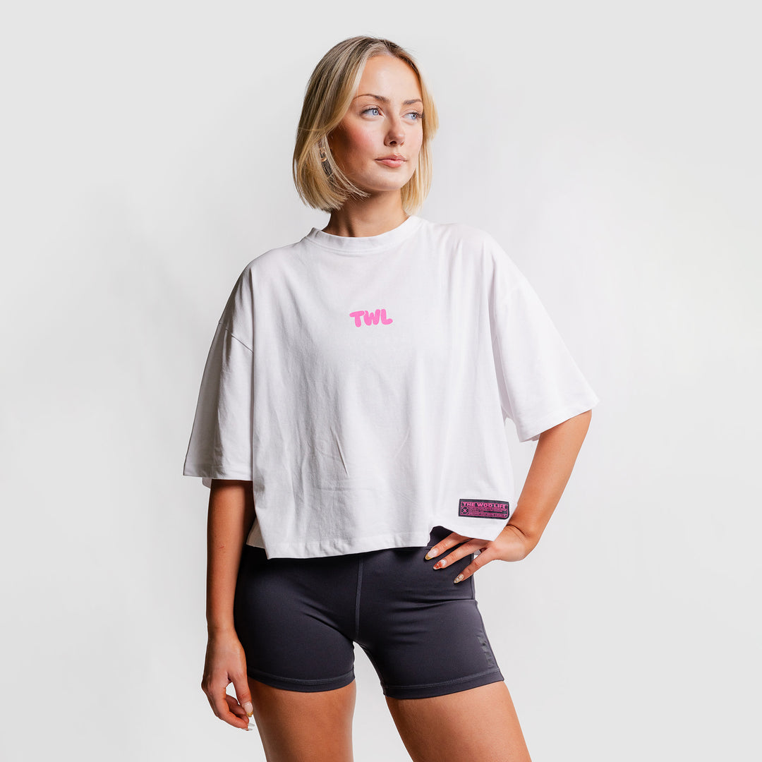 TWL - WOMEN'S OVERSIZED CROPPED T-SHIRT - RASPBERRY PINK