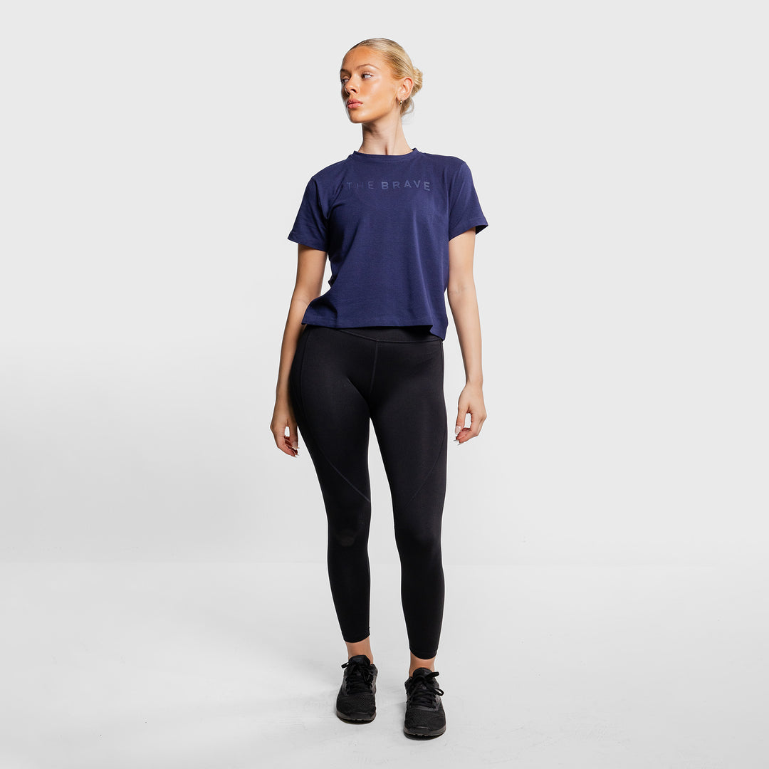 THE BRAVE - SIGNATURE CROPPED T-SHIRT - DARK NAVY