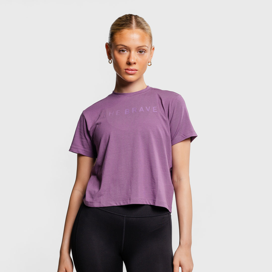 THE BRAVE - SIGNATURE CROPPED T-SHIRT - FIG