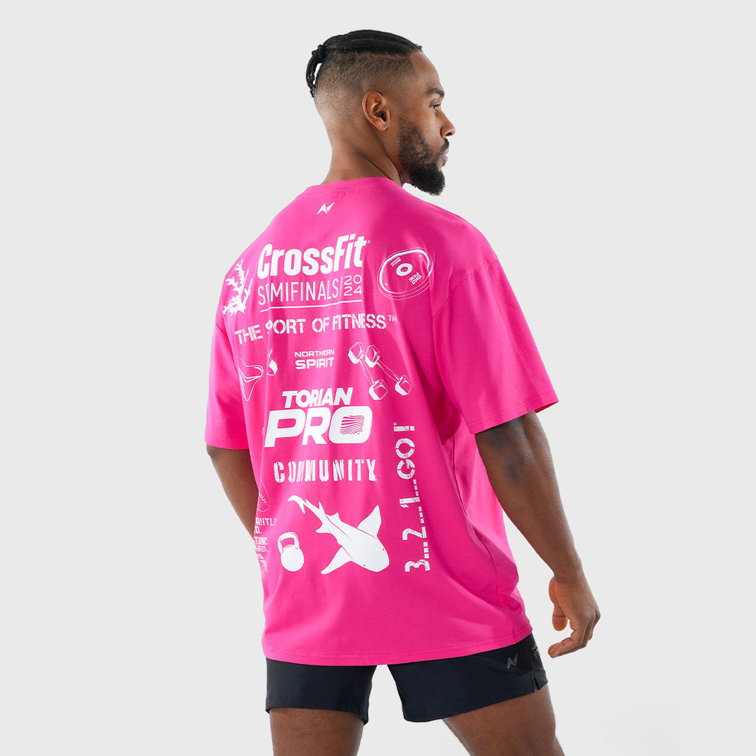 Northern Spirit - CrossFit® Smurf Patchwork Oversized T-Shirt - Torian Pro - BUBBLEGUM