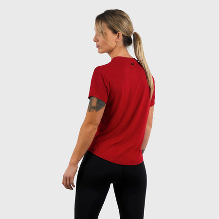 Northern Spirit - Epaulet Women Regular Fit T-Shirt - CARMINE