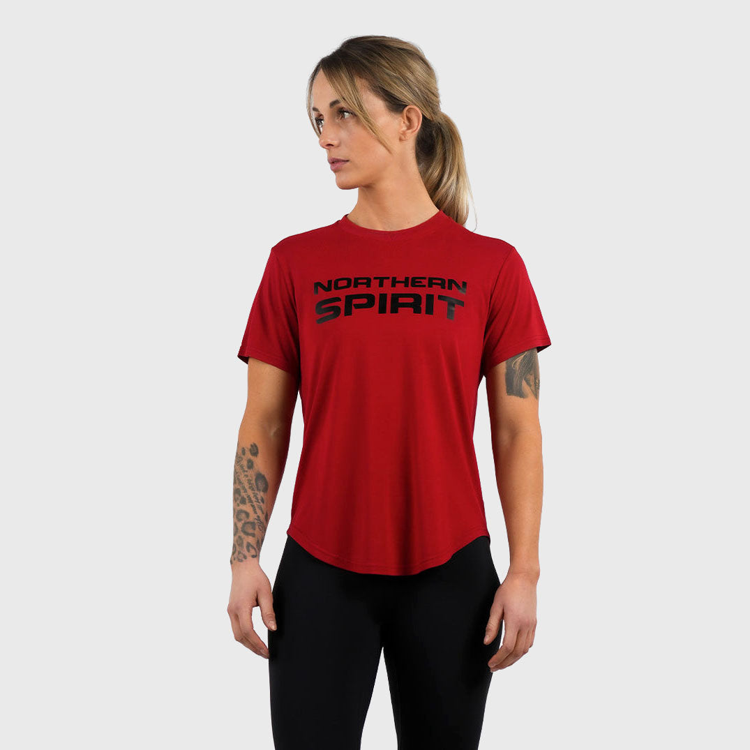 Northern Spirit - Epaulet Women Regular Fit T-Shirt - CARMINE