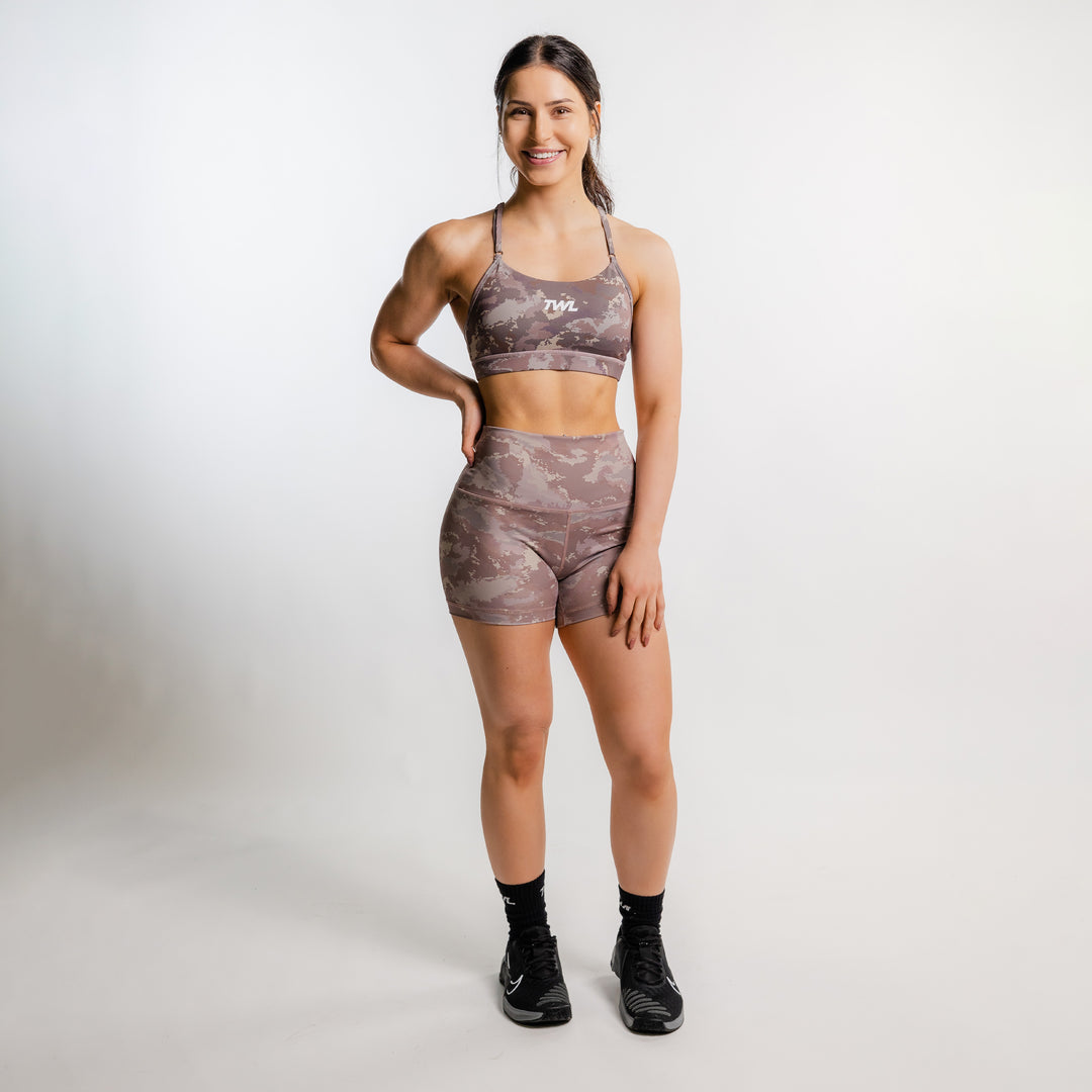 TWL - WOMEN'S HIGH WAISTED BALANCE SHORTS - TERRAIN CAMO