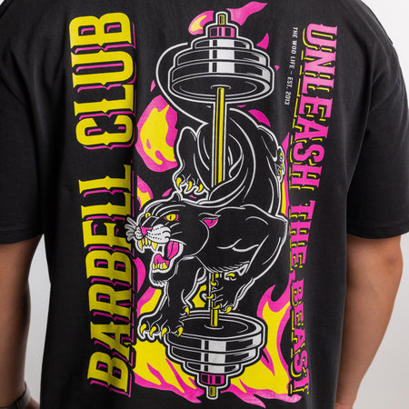 TWL - LIFESTYLE OVERSIZED T-SHIRT - BARBELL CLUB - PANTHER/BLACK ACID WASH