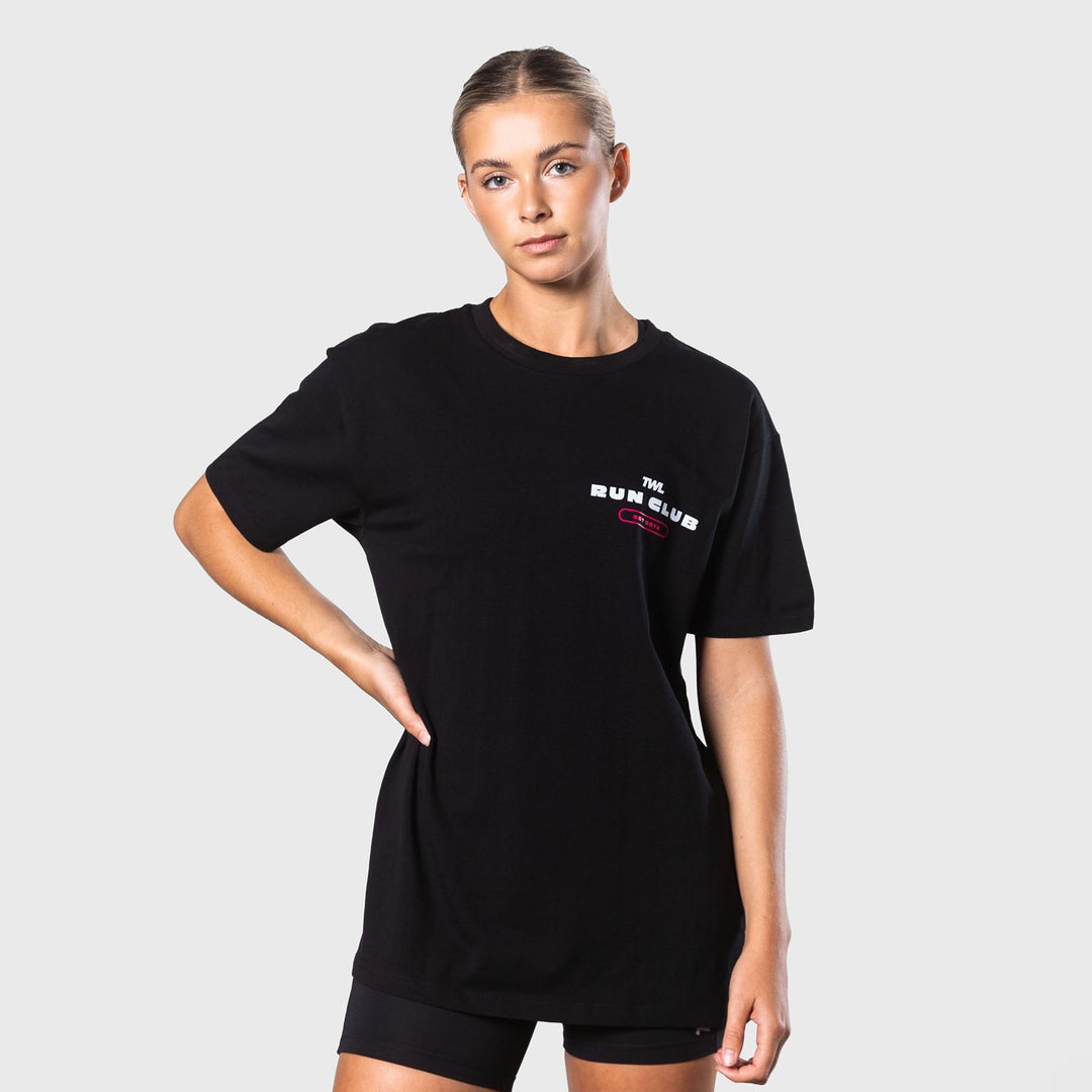 TWL - OVERSIZED T-SHIRT - RUN CLUB/TORIAN - BLACK/FLAMINGO