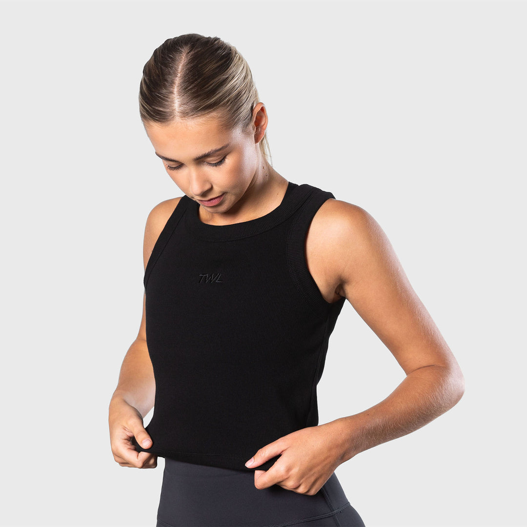 TWL - WOMEN'S PURE RIBBED CROPPED TANK - BLACK