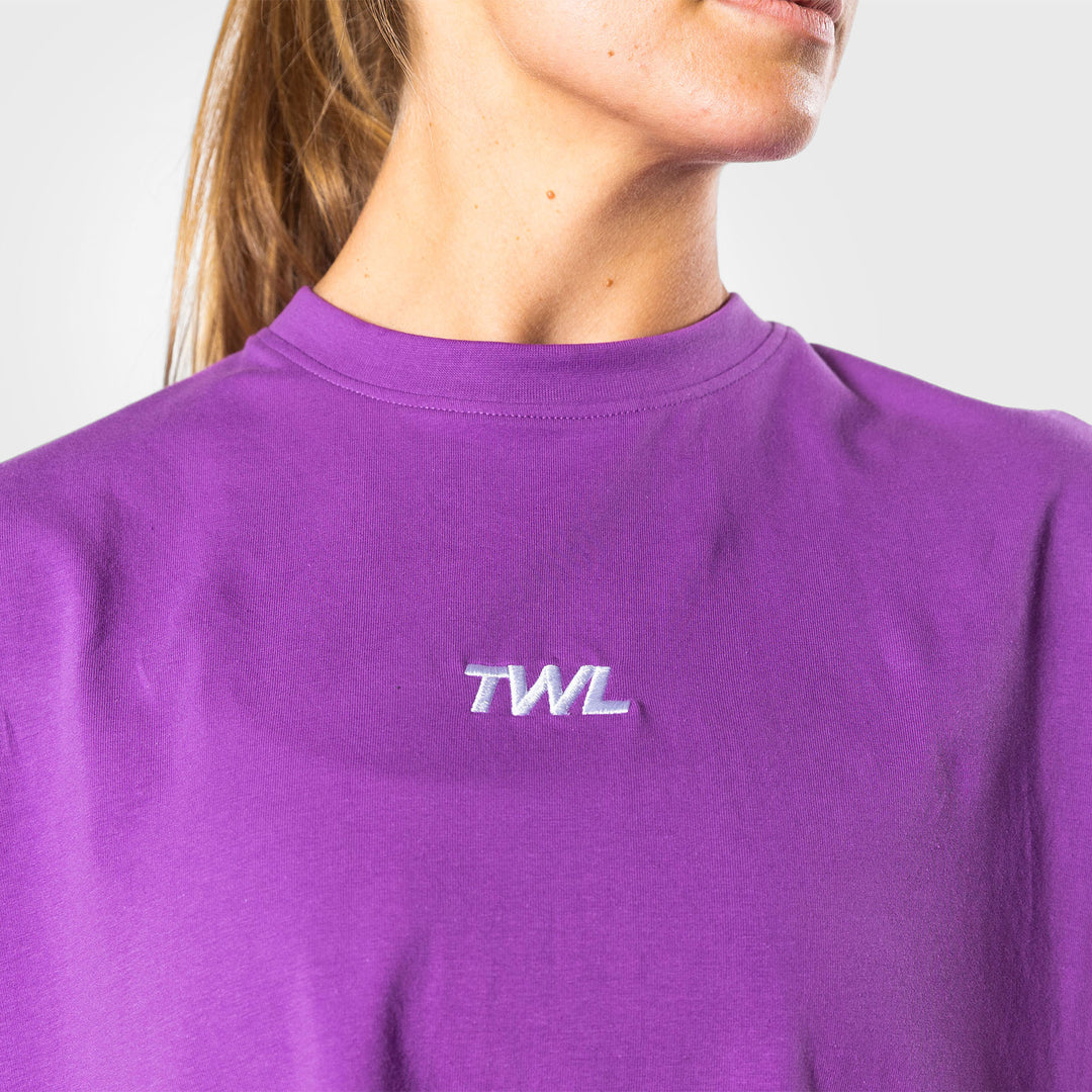 TWL - WOMEN'S OVERSIZED CROPPED T-SHIRT - IRIS/ WHITE