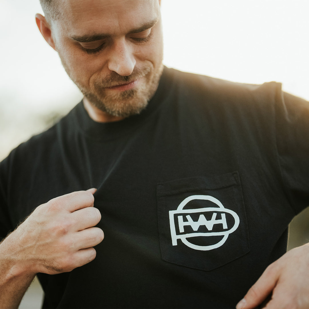 HWPO - BARBELL CLUB POCKET TEE - FADED BLACK