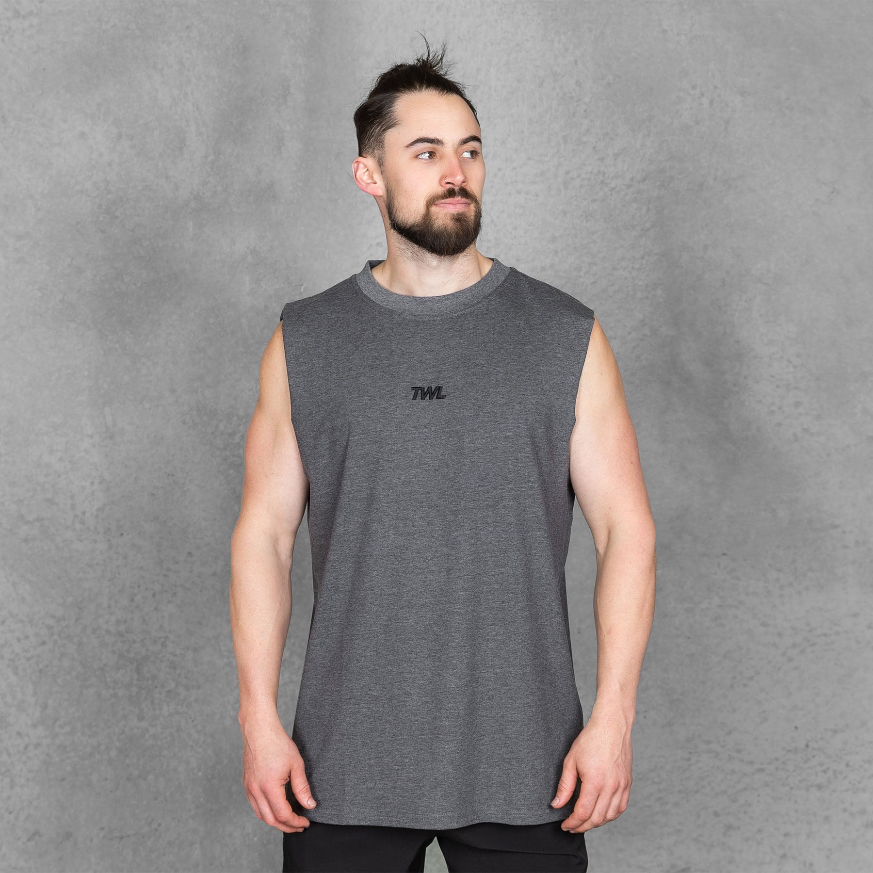 TWL - MENS OVERSIZED MUSCLE TANK - CHARCOAL MARL –