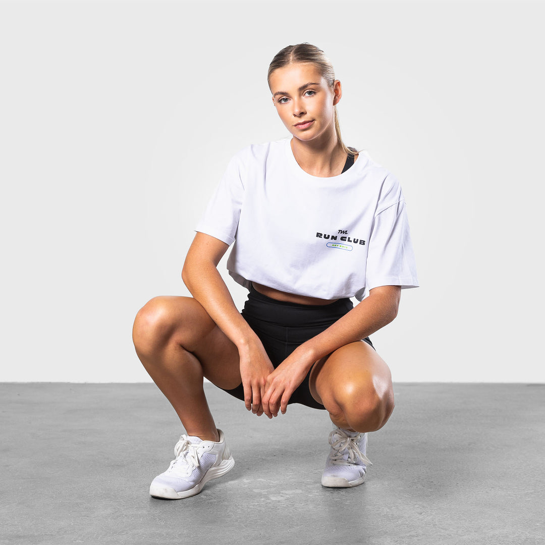 TWL - OVERSIZED T-SHIRT - RUN CLUB/FITNESS EXPO - WHITE/LIME GREEN