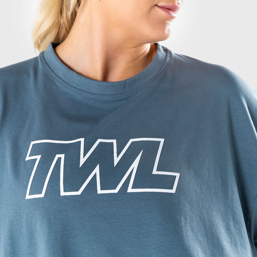 TWL - WOMEN'S OVERSIZED CROPPED T-SHIRT - ATHLETE 2.0 - PEWTER/WHITE