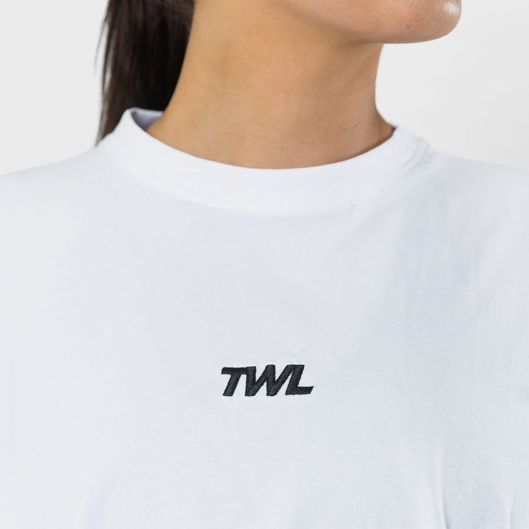 TWL - WOMEN'S OVERSIZED CROPPED T-SHIRT - WHITE/BLACK