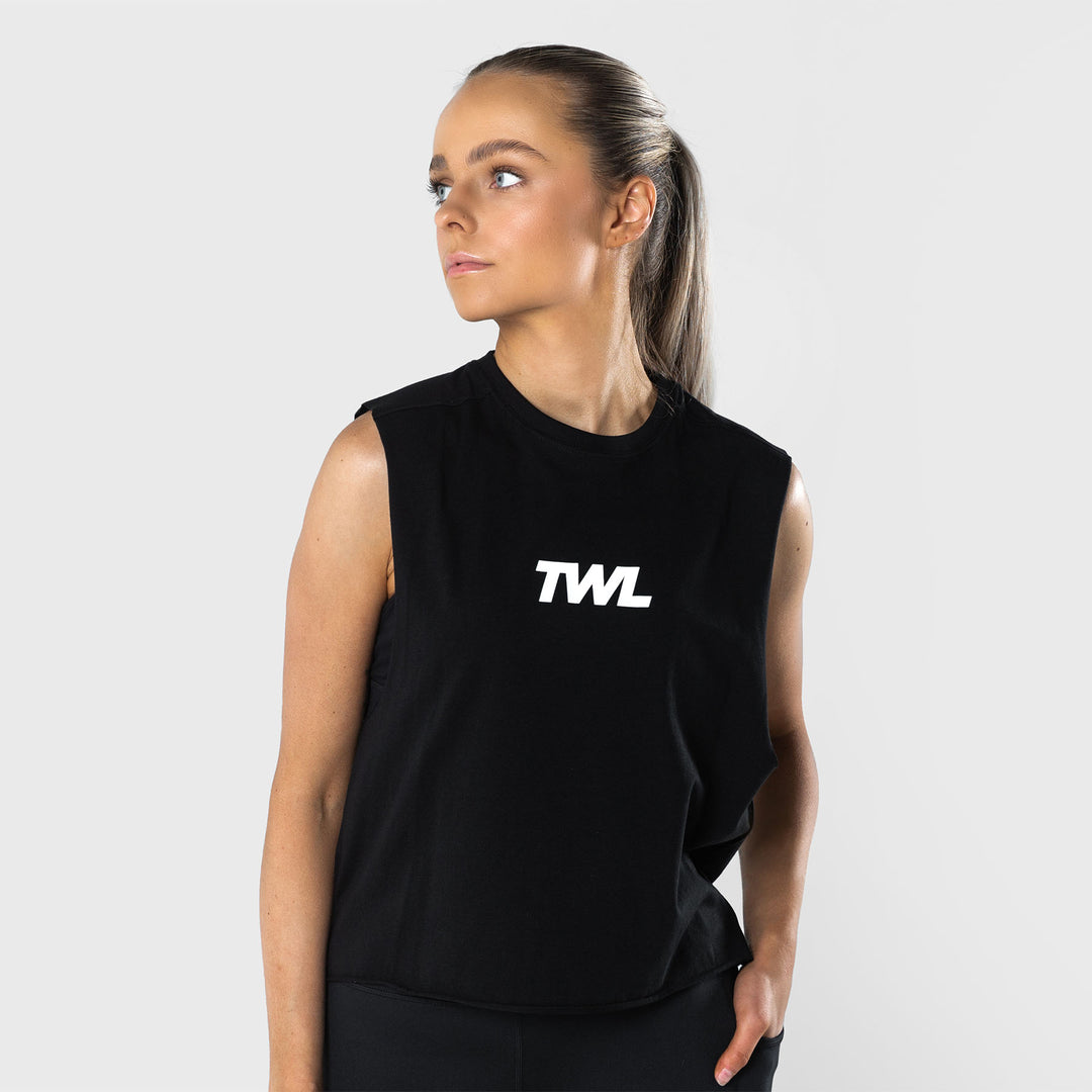 TWL - WOMEN'S SLASH CROP 2.0 - BLACK/WHITE