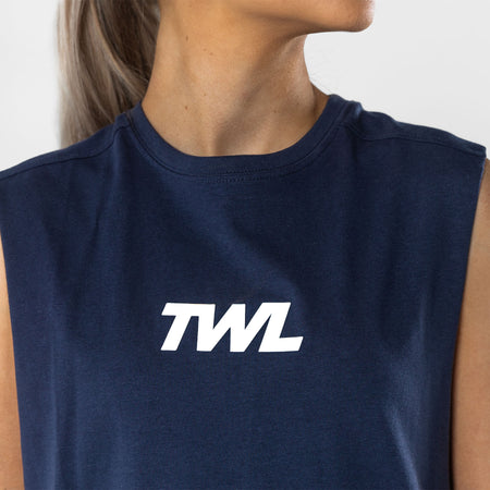 TWL - WOMEN'S SLASH CROP 2.0 - MIDNIGHT NAVY/WHITE