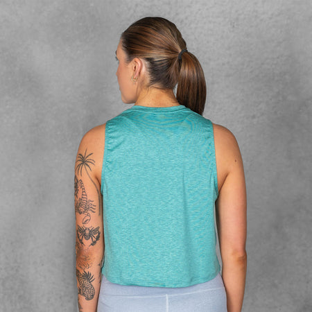 TYR - WOMEN'S CLIMADRY CROPPED TECH TANK - NORTH ATLANTIC HEATHER
