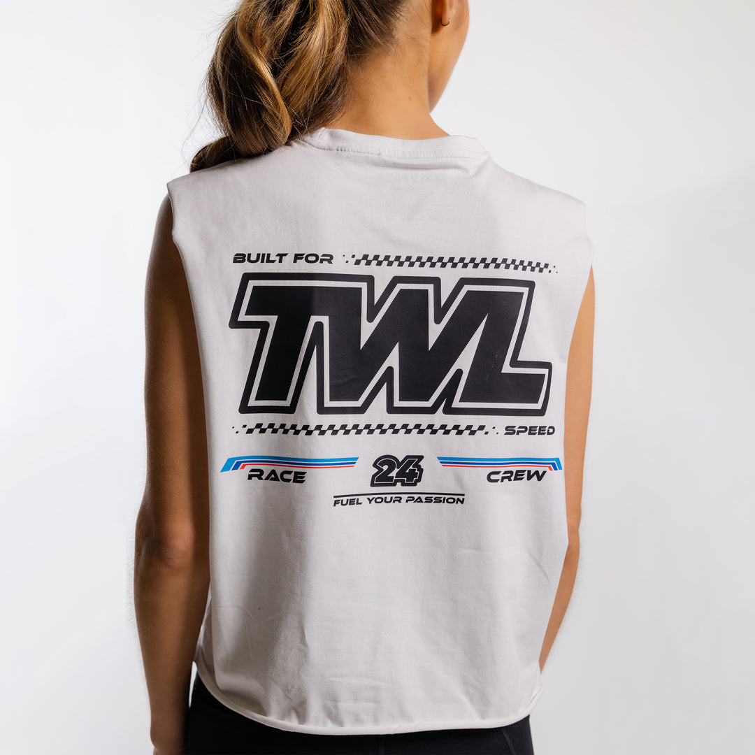 TWL - WOMEN'S SLASH CROP - RACE TO WIN - WHITE/BLACK