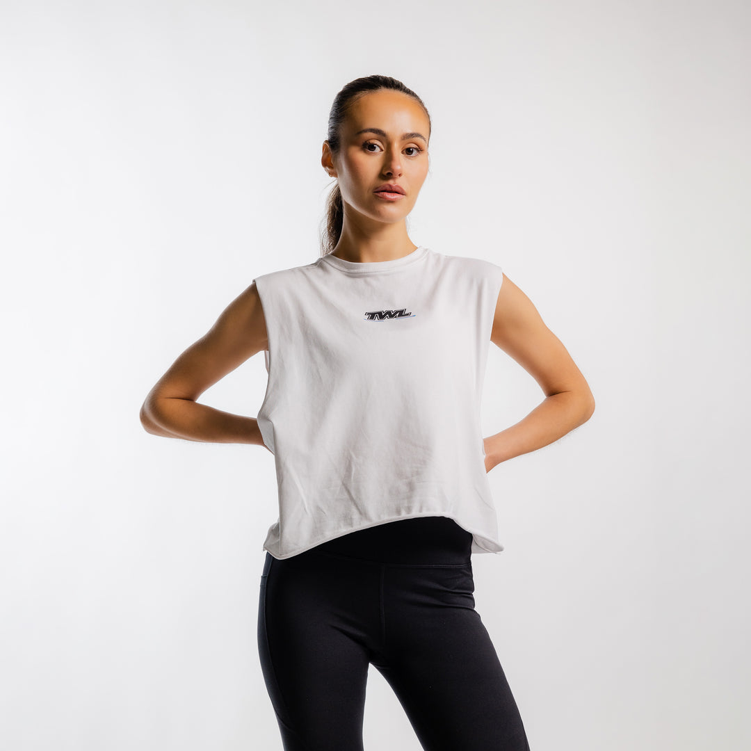 TWL - WOMEN'S SLASH CROP - RACE TO WIN - WHITE/BLACK