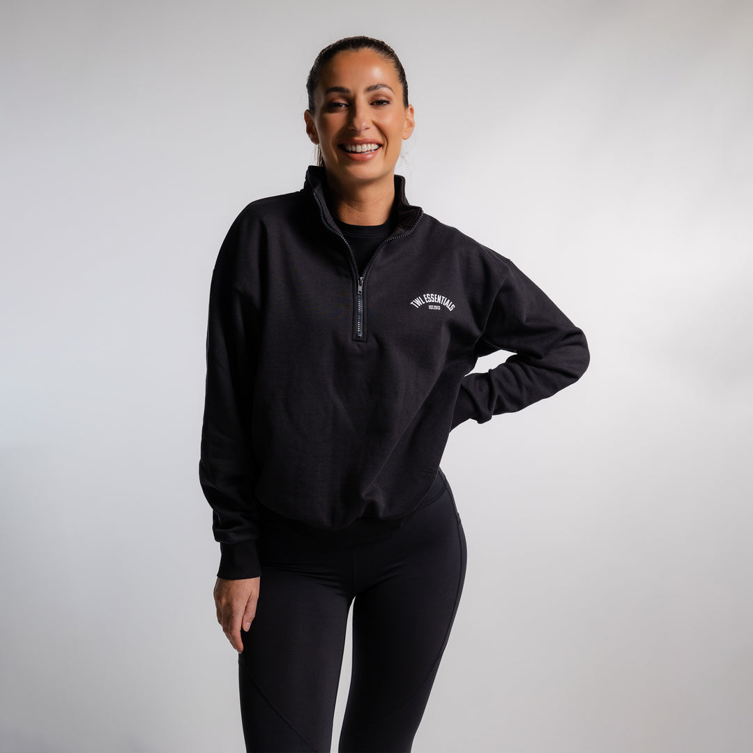 TWL - ESSENTIALS 1/4 ZIP SWEATER - BLACK