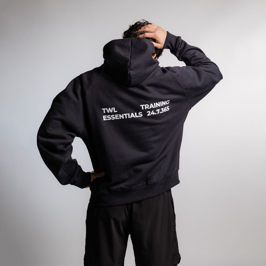 TWL - ESSENTIALS OVERSIZED HOODIE - TRAINING 24.7.365 - BLACK