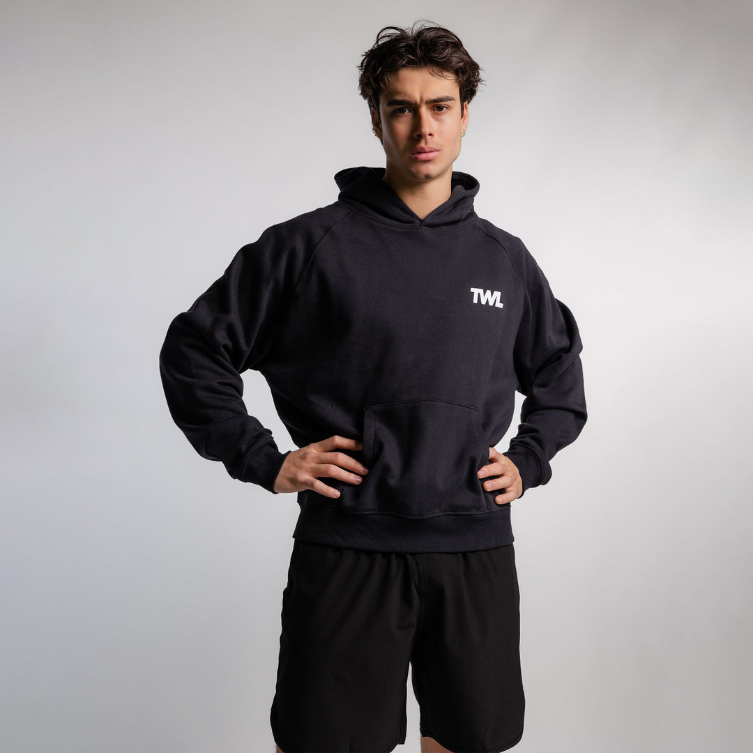 TWL - ESSENTIALS OVERSIZED HOODIE - TRAINING 24.7.365 - BLACK