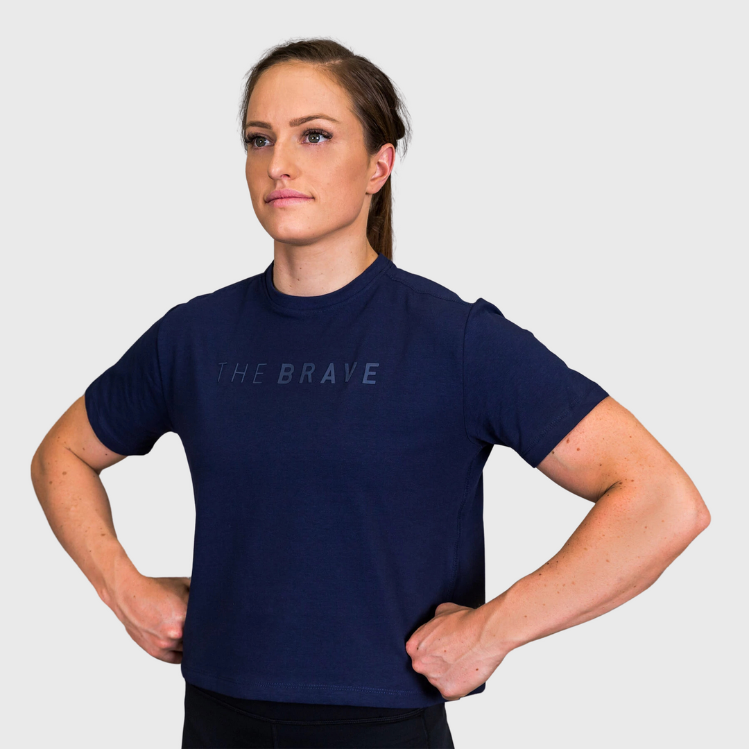 THE BRAVE - SIGNATURE CROPPED T-SHIRT - DARK NAVY