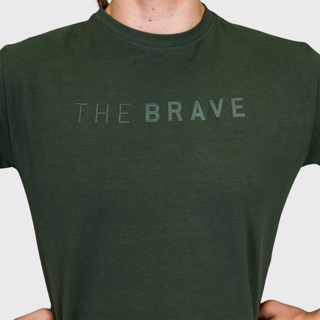 THE BRAVE - SIGNATURE CROPPED T-SHIRT - DARK OLIVE