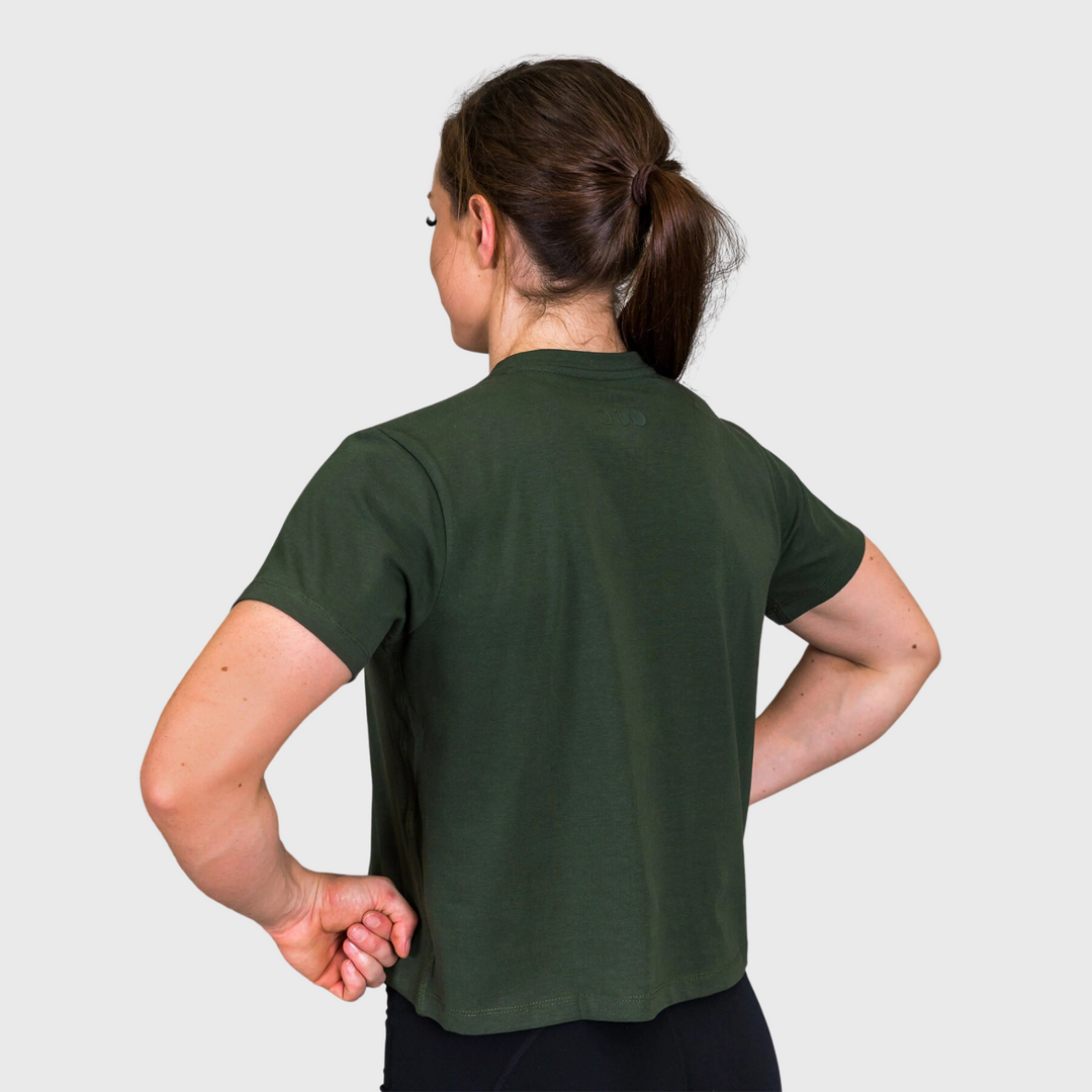 THE BRAVE - SIGNATURE CROPPED T-SHIRT - DARK OLIVE